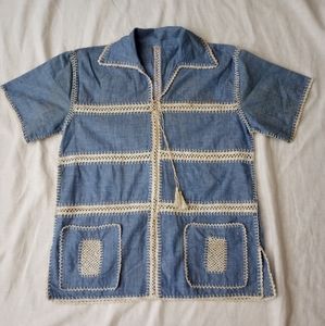 VTG hippie Patchwork Denim Shirt